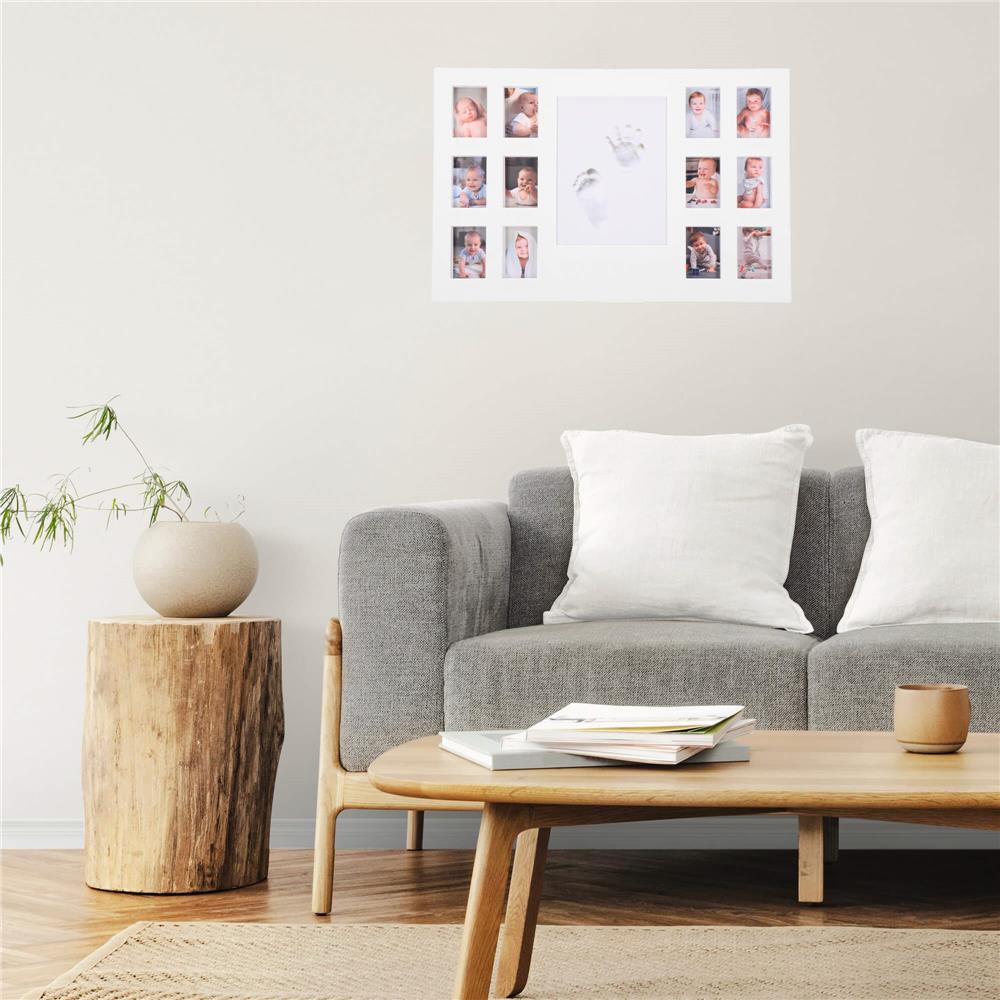 Kit amprenta mulaj manuta sau piciorus bebe si rama foto, 24x37cm, alb