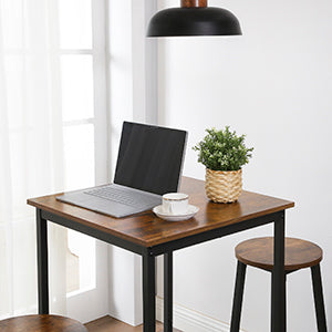 VASAGLE Masa de bar pentru bucatarie, patrata, inalta, cadru de otel, 60x60x92cm, stil industrial, maro rustic si negru