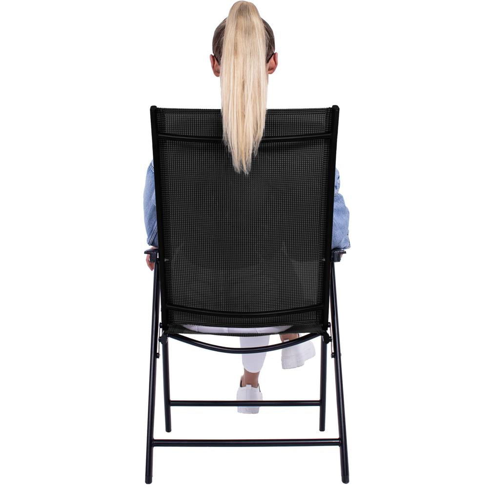 Scaun de gradina metalic, pliabil, 95x57x66cm, maxim 150kg, negru