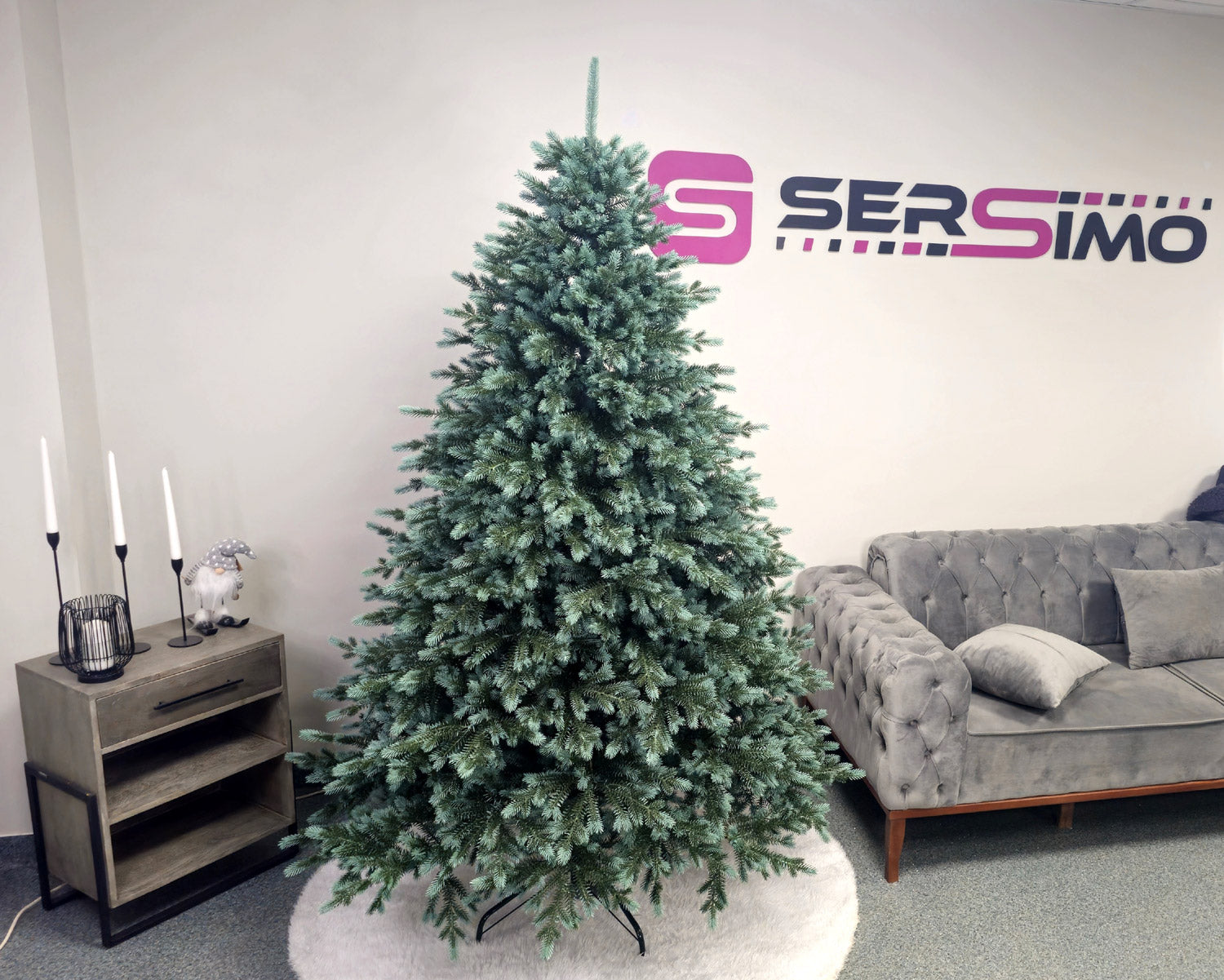 Brad artificial Christmas Deluxe by Sersimo, Alaska Select verde argintiu, integral 3D, 210 cm