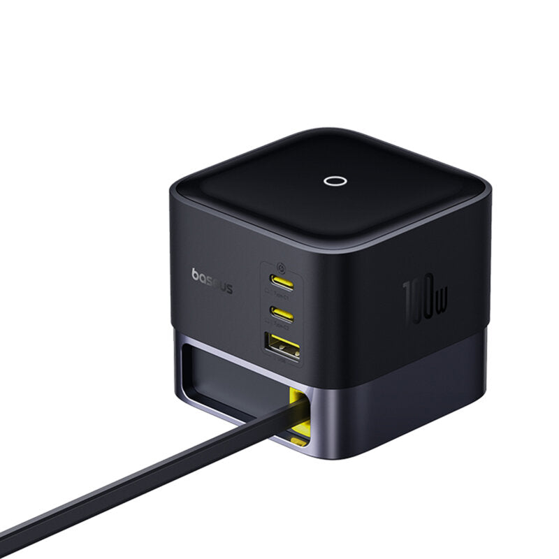 INCARCATOR retea Baseus Super GaN, Quick Charge 100W, 3 x USB Type-C, 1 x USB, negru "P10164001123-00" - 6932172668938