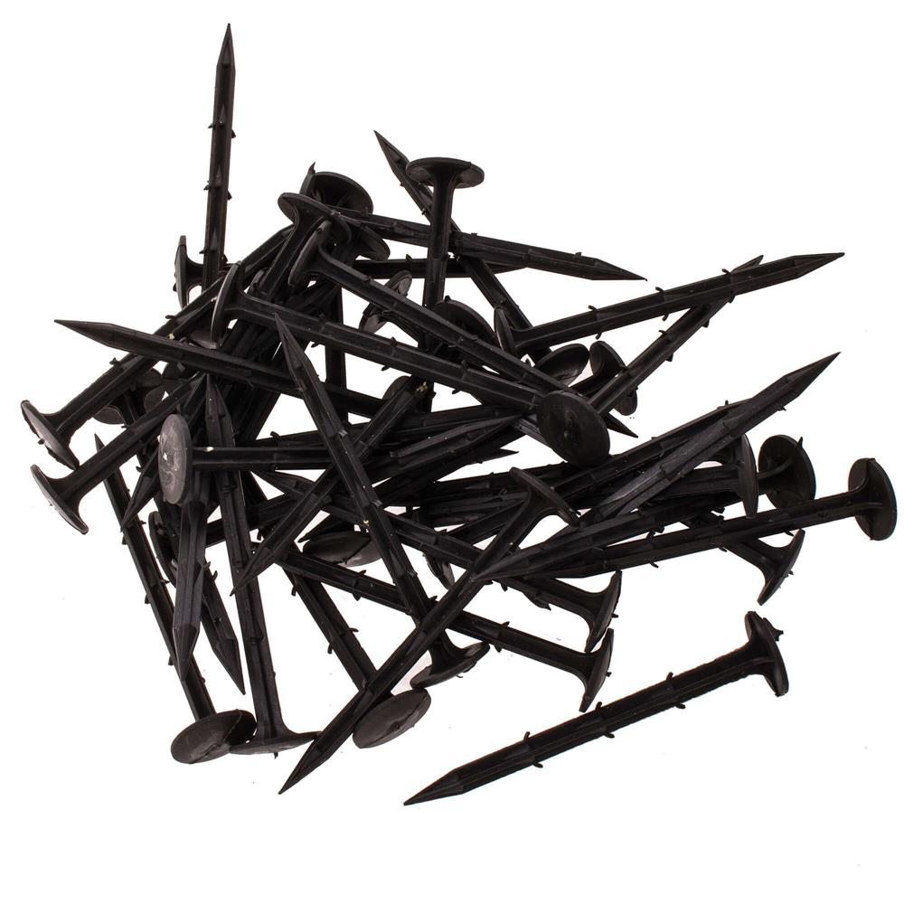 Set 50 cuie plastic fixare folii, tip ancora harpon, 150×32 mm, negru