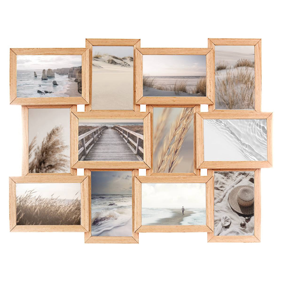 Rama foto multipla Atmosphera Mia pentru 12 fotografii 10x15 cm, MDF, 59x45 cm, natur