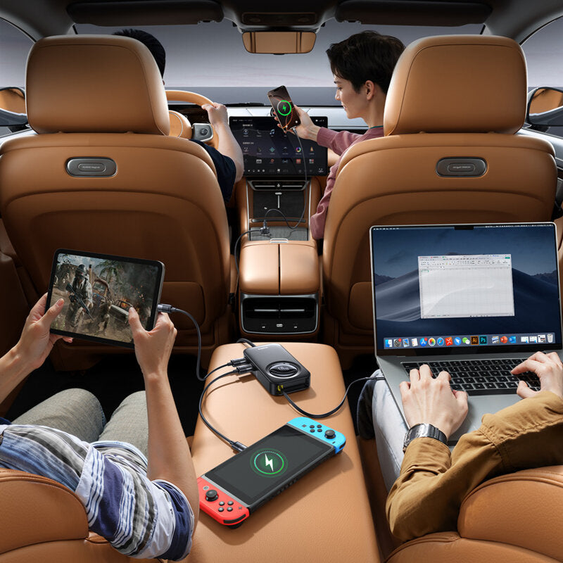 INCARCATOR auto Baseus PrimeTrip VW1, Quick Charge 60W, 2 x USB, 3 x USB Type-C, pt. bricheta auto, cablu retractabil, negru "C00069000121-00" - 6932172687465