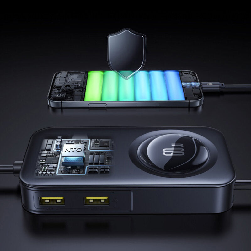 INCARCATOR auto Baseus PrimeTrip VW1, Quick Charge 60W, 2 x USB, 3 x USB Type-C, pt. bricheta auto, cablu retractabil, negru "C00069000121-00" - 6932172687465