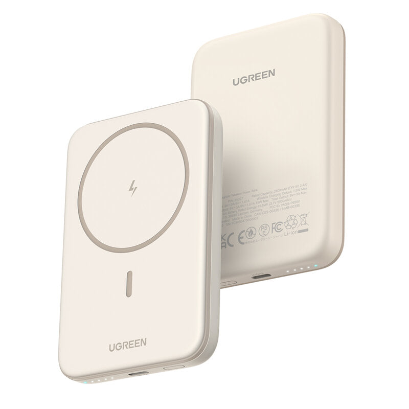 POWER BANK Ugreen "PB560", 5000mAh, 15W, prindere magnetica Iphone 12 and later, 1 x USB Type-C input/output, bej, "25207" - 6941876222070