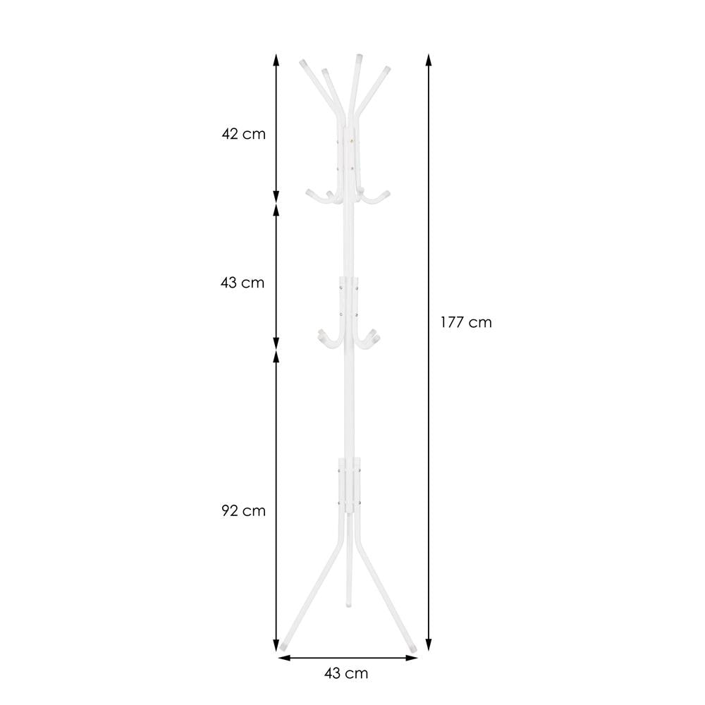 Cuier tip pom metalic Sersimo, 12 agatatoare, 177cm, alb