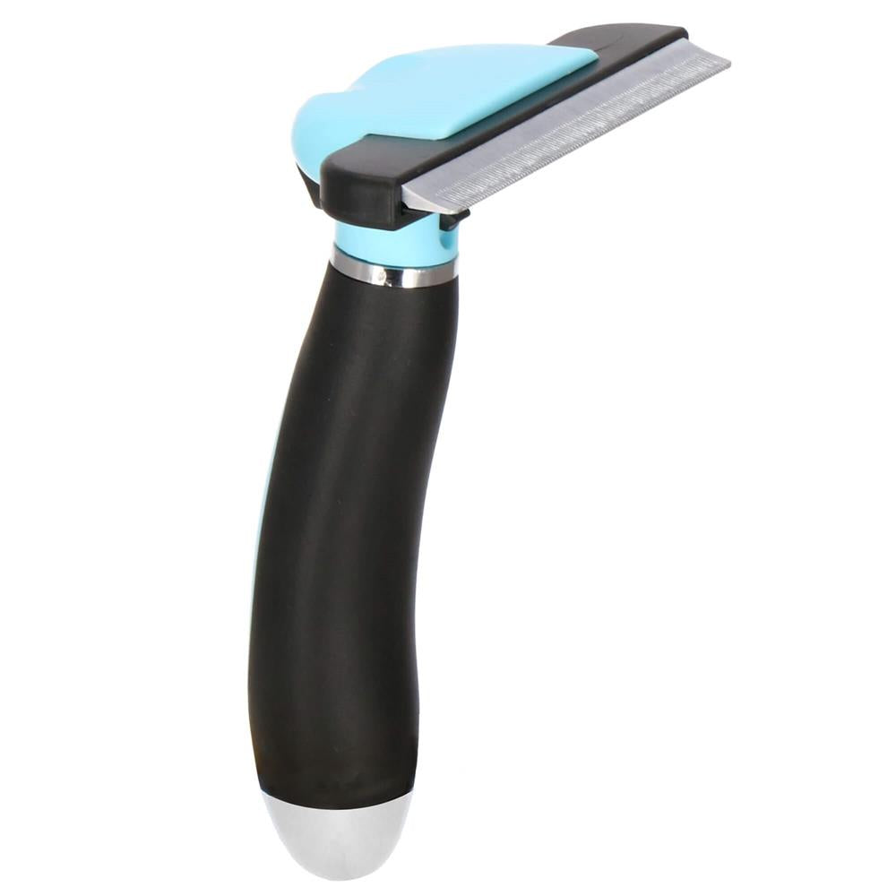 Perie trimmer pentru caini si pisici cu par lung sau scurt, autocuratare, lama 10cm, negru albastru