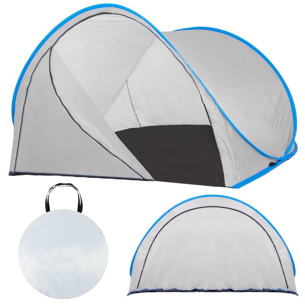 Cort plaja si picnic semi-deschis Sersimo, protectie UV, 200x120x110cm, gri