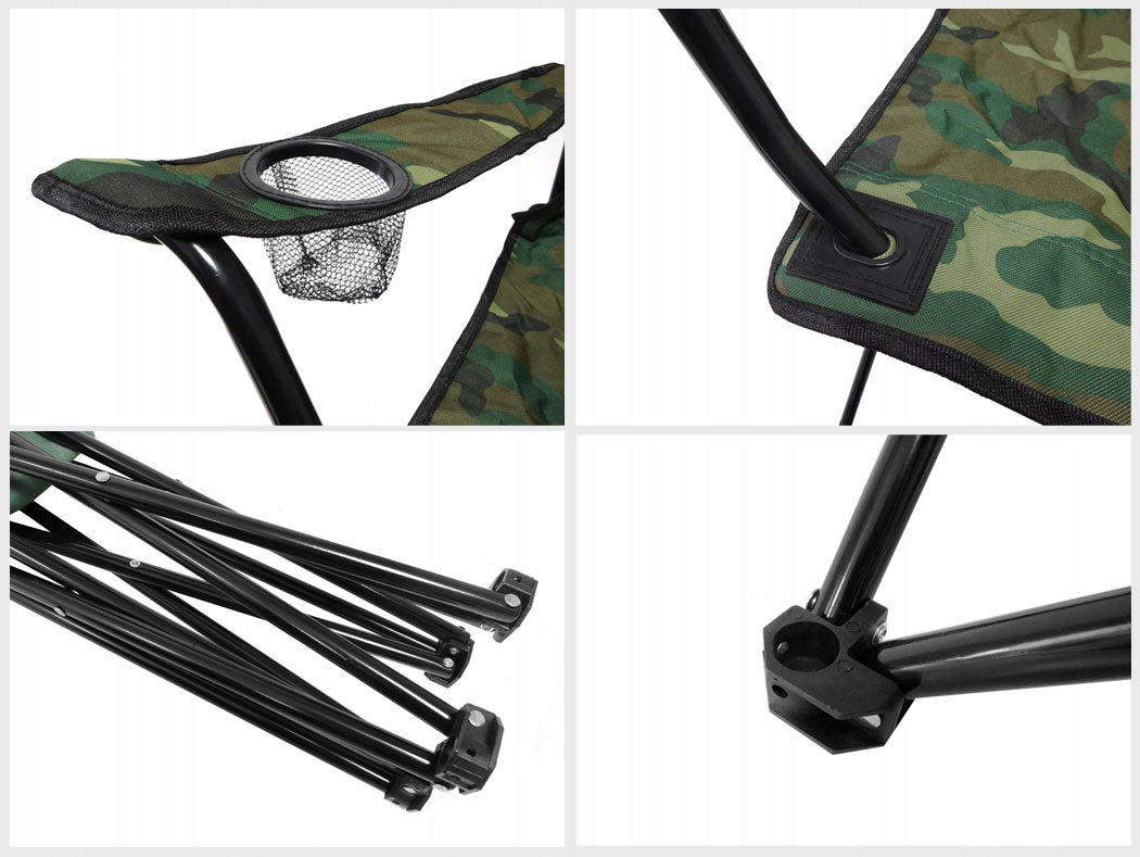Scaun pliabil camping sau pescuit Sersimo, suport pahar, camuflaj