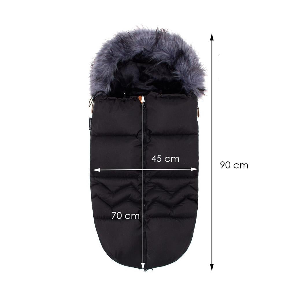 Sac iarna de bebelusi pentru carucior, marime universala, cu gluga, 90x45cm, negru