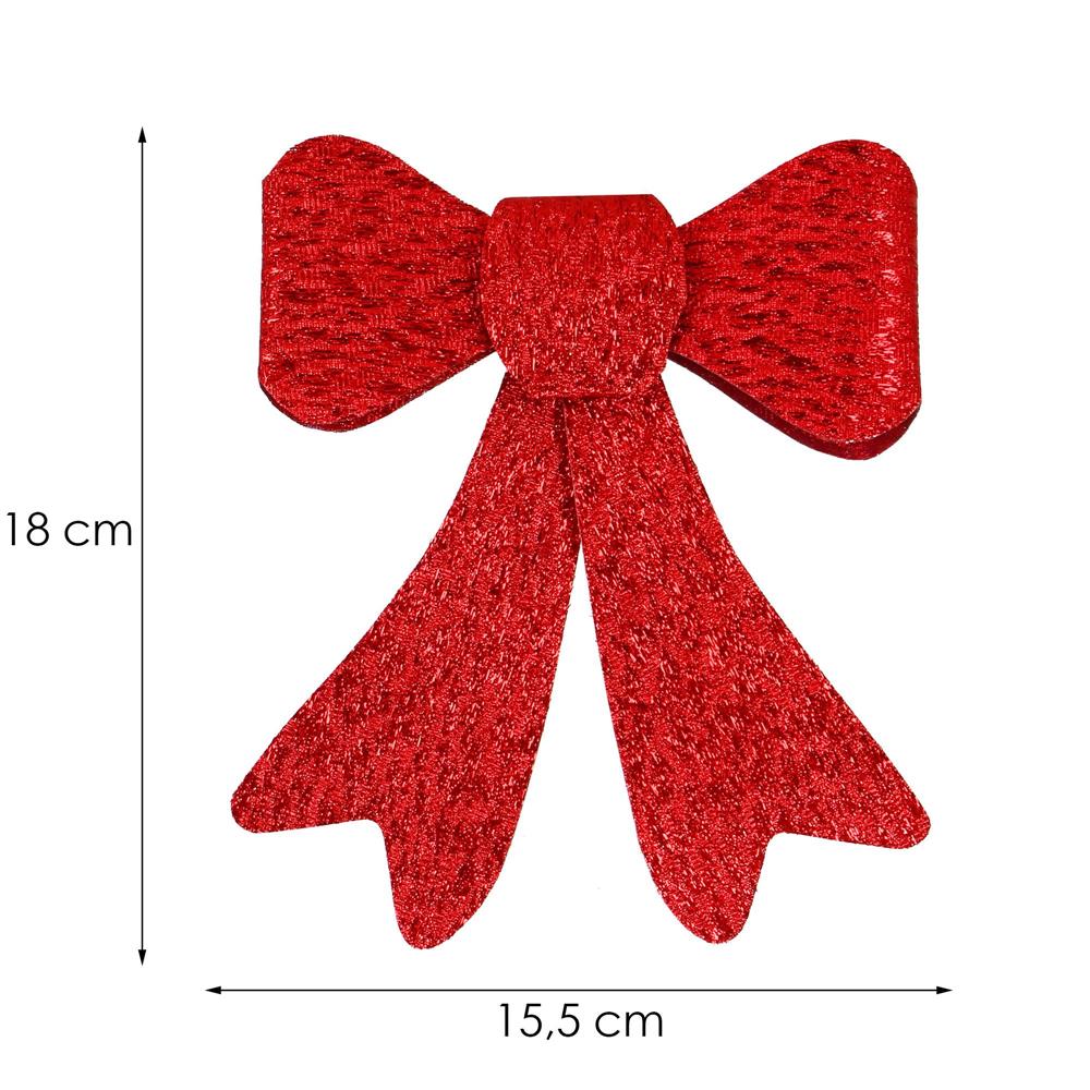 Set 2 ornamente pentru bradul de Craciun, fundita, 18cm, rosu