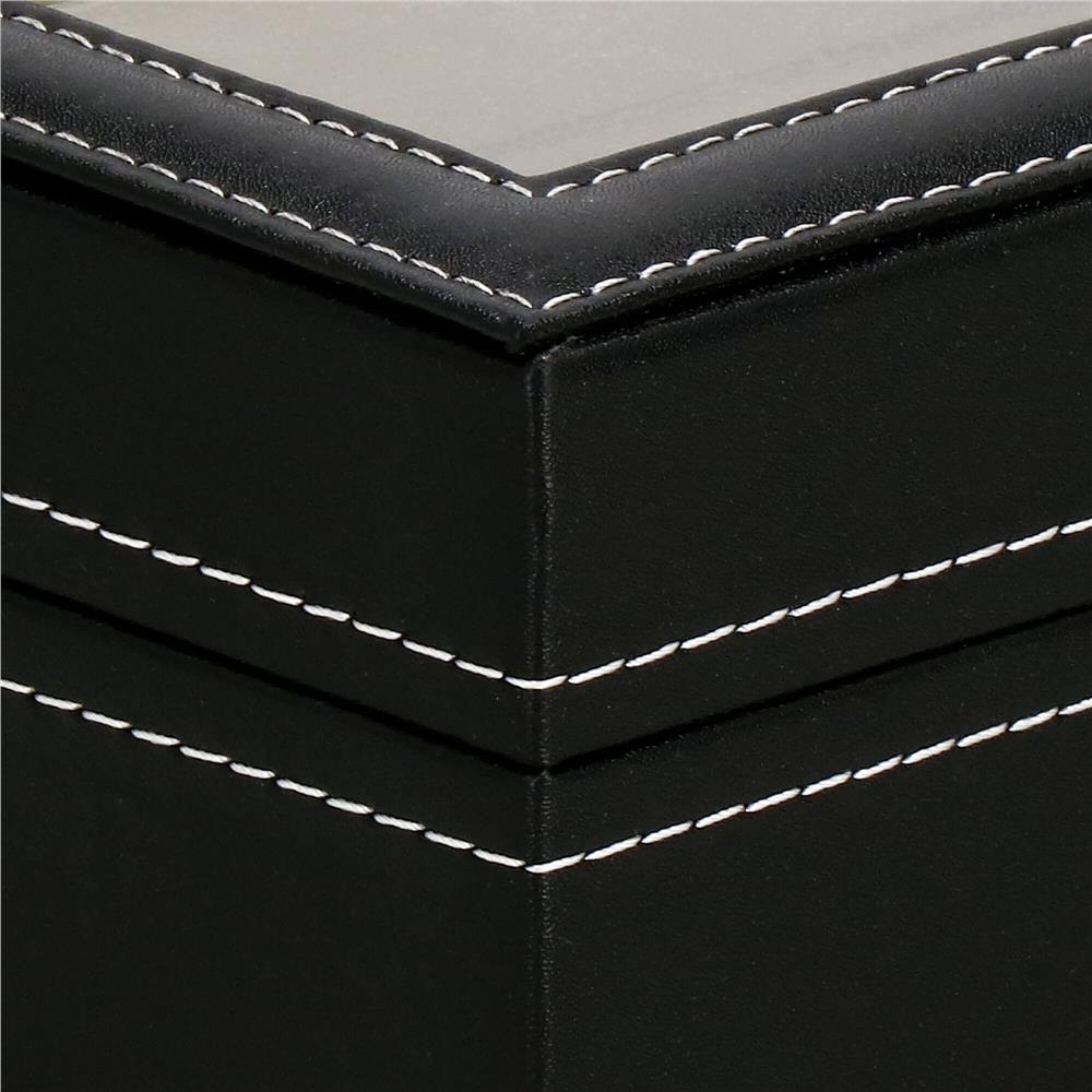 Cutie depozitare si organizare ceasuri, MDF, piele ecologica, 20,5x11x8cm, negru