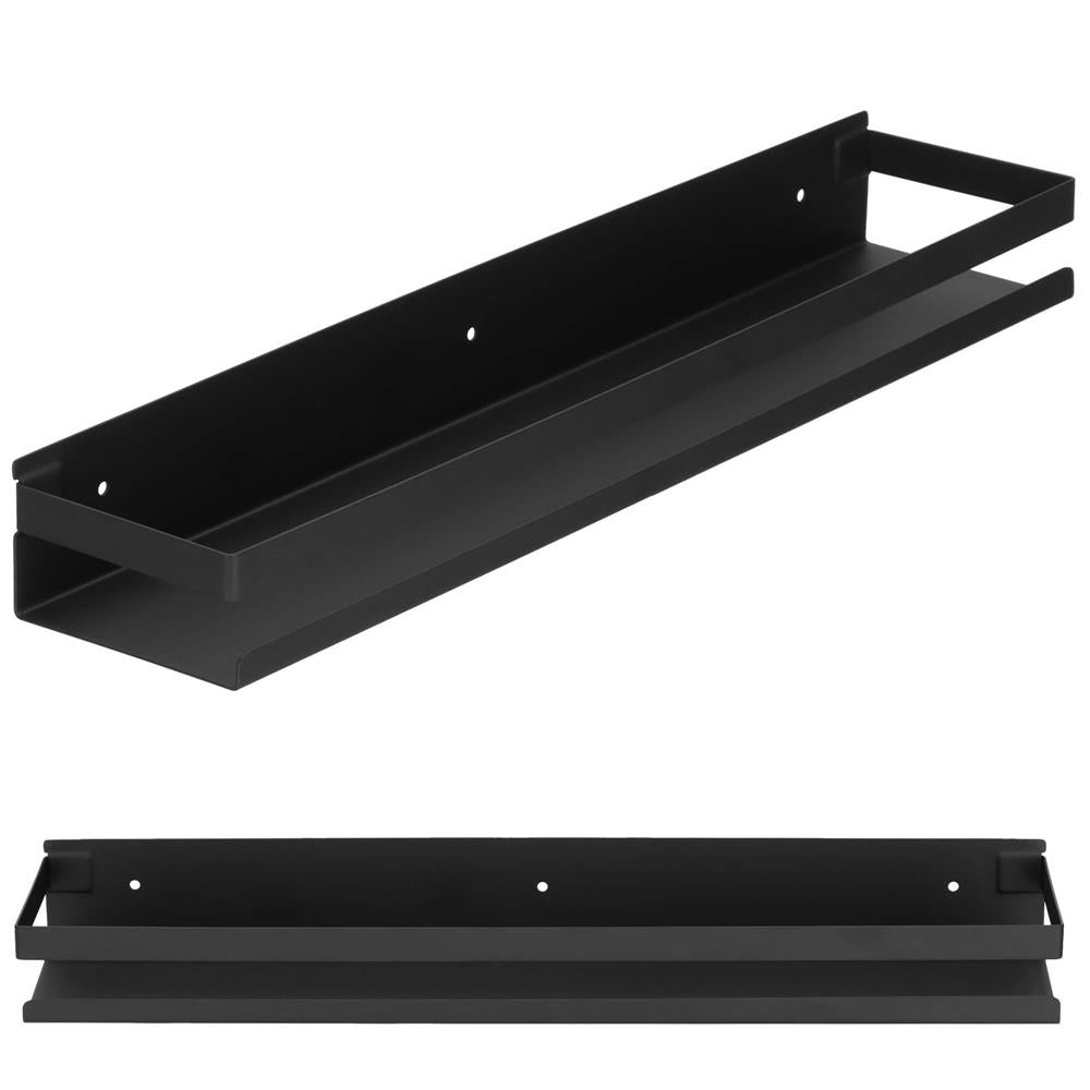 Raft de baie cu 2 sisteme instalare pe perete, aluminiu, 50x10x6cm, negru