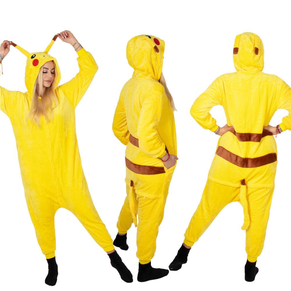 Pijama tip salopeta pentru adulti, model Pikachu, marime L
