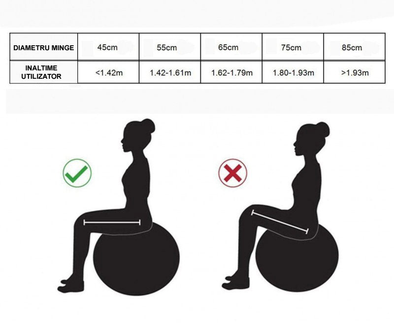 Minge pentru fitness sau yoga 75 cm, pompa inclusa, roz