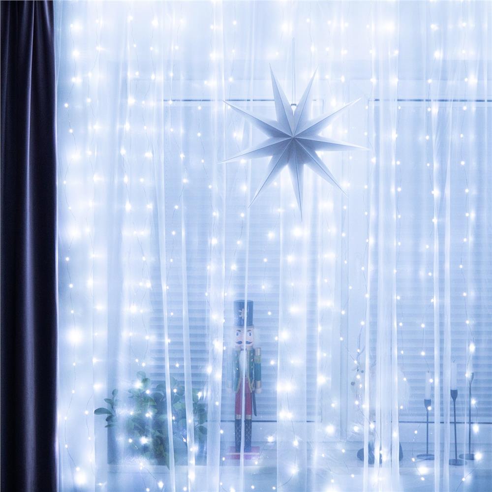 Ghirlanda luminoasa tip perdea 300 LED-uri, 3x3m, pentru interior, alimentare USB, alb rece