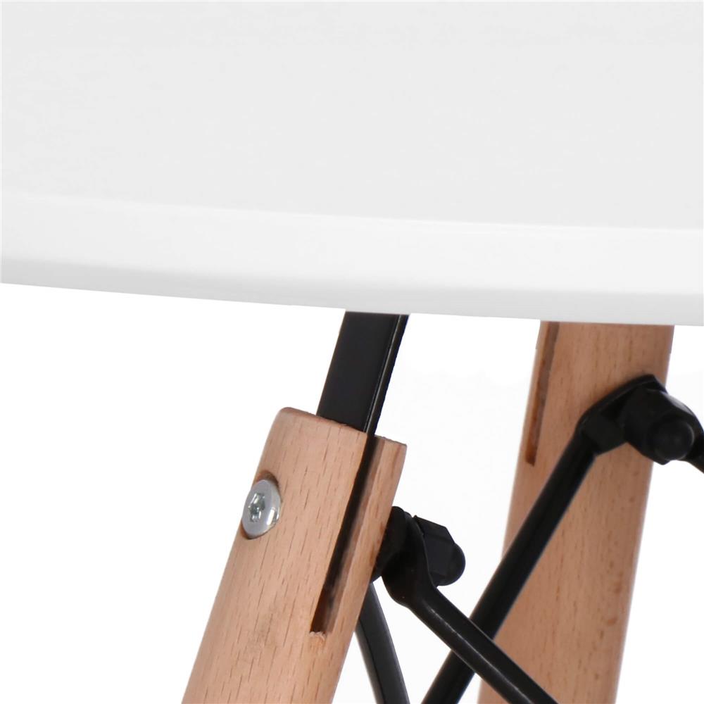 Masa dining bucatarie, rotunda, diametru 80 cm, inaltime 75 cm, Blat MDF, Picioare lemn, Alb