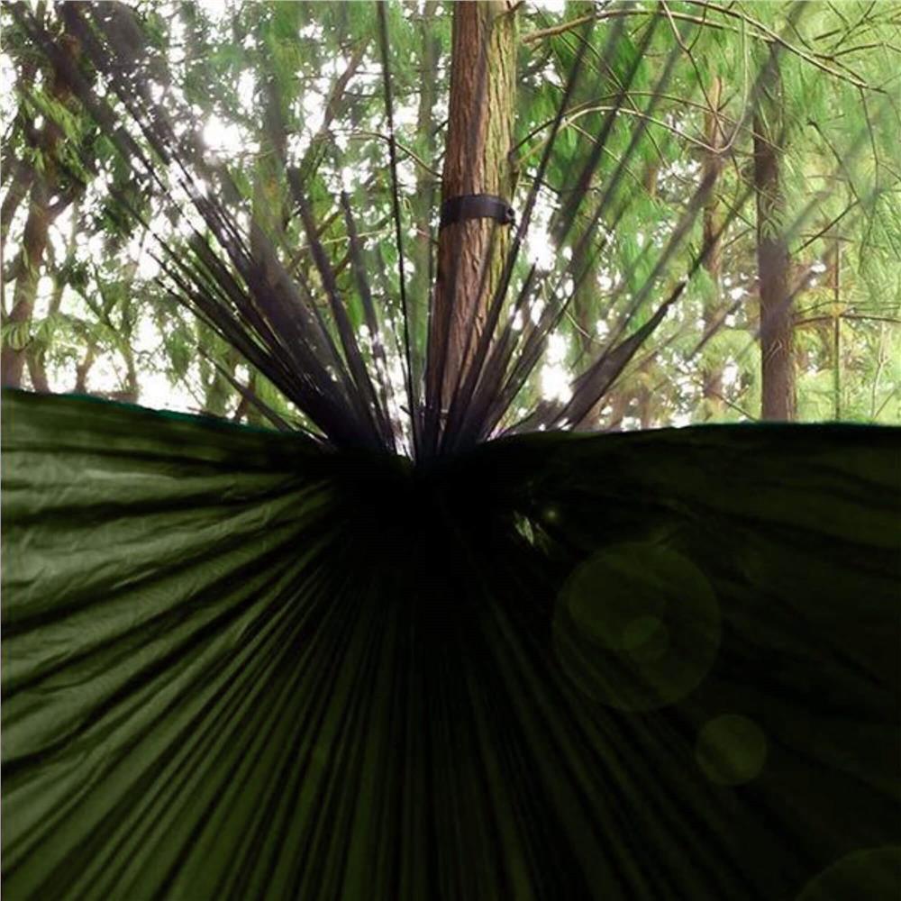 Hamac dublu din material parasuta 140x260cm, cu plasa de tantari si baldachin impermeabil, 200kg, verde