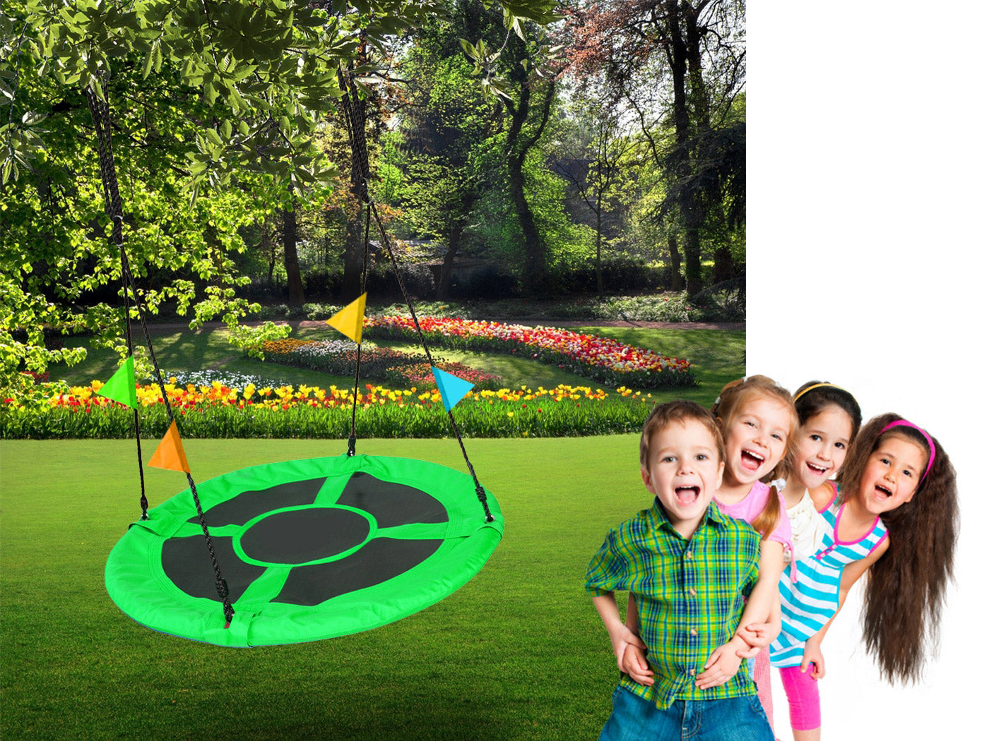 Leagan tip cuib Sersimo GO-L70D4A, 80cm, 100 kg, verde