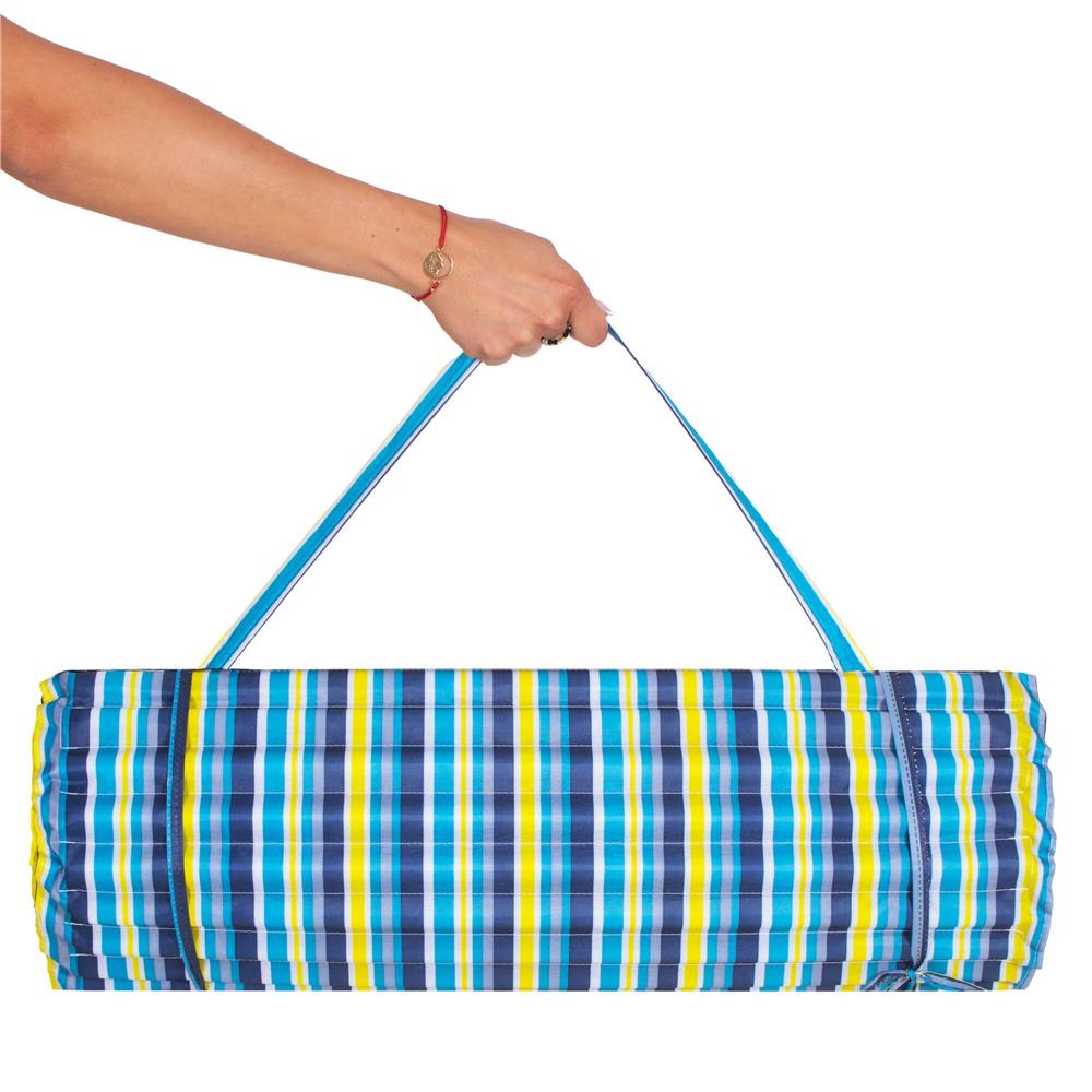 Saltea pentru plaja pliabila, din spuma, ultra-usoara, cu maner de transport, 60x180cm, albastru galben