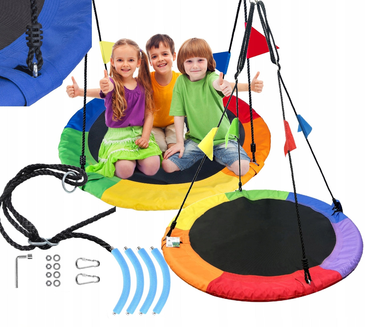 Leagan tip cuib reglabil pe inaltime, 120cm, 150kg, multicolor