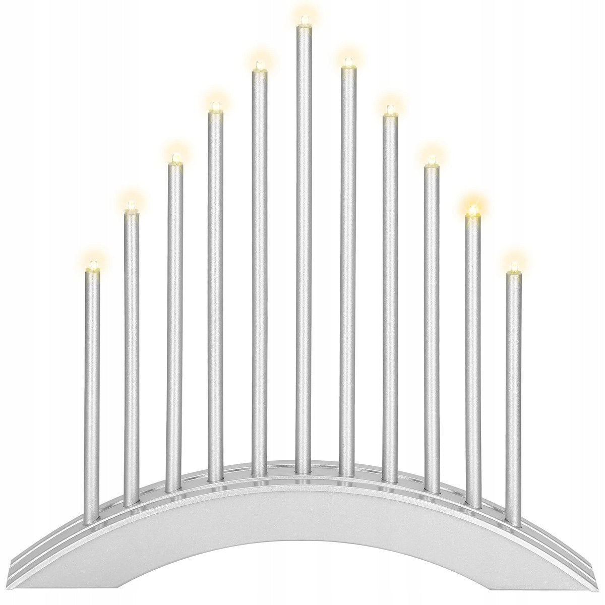 Lumanari decorative de Craciun, 11 becuri tip LED, culoare argintiu