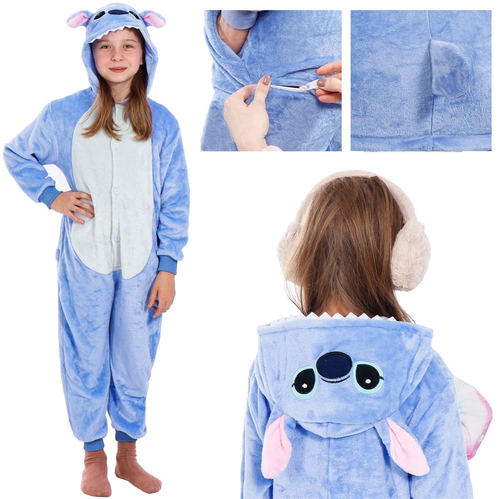 Pijama tip salopeta pentru copii, model stitch, marime 130-140cm