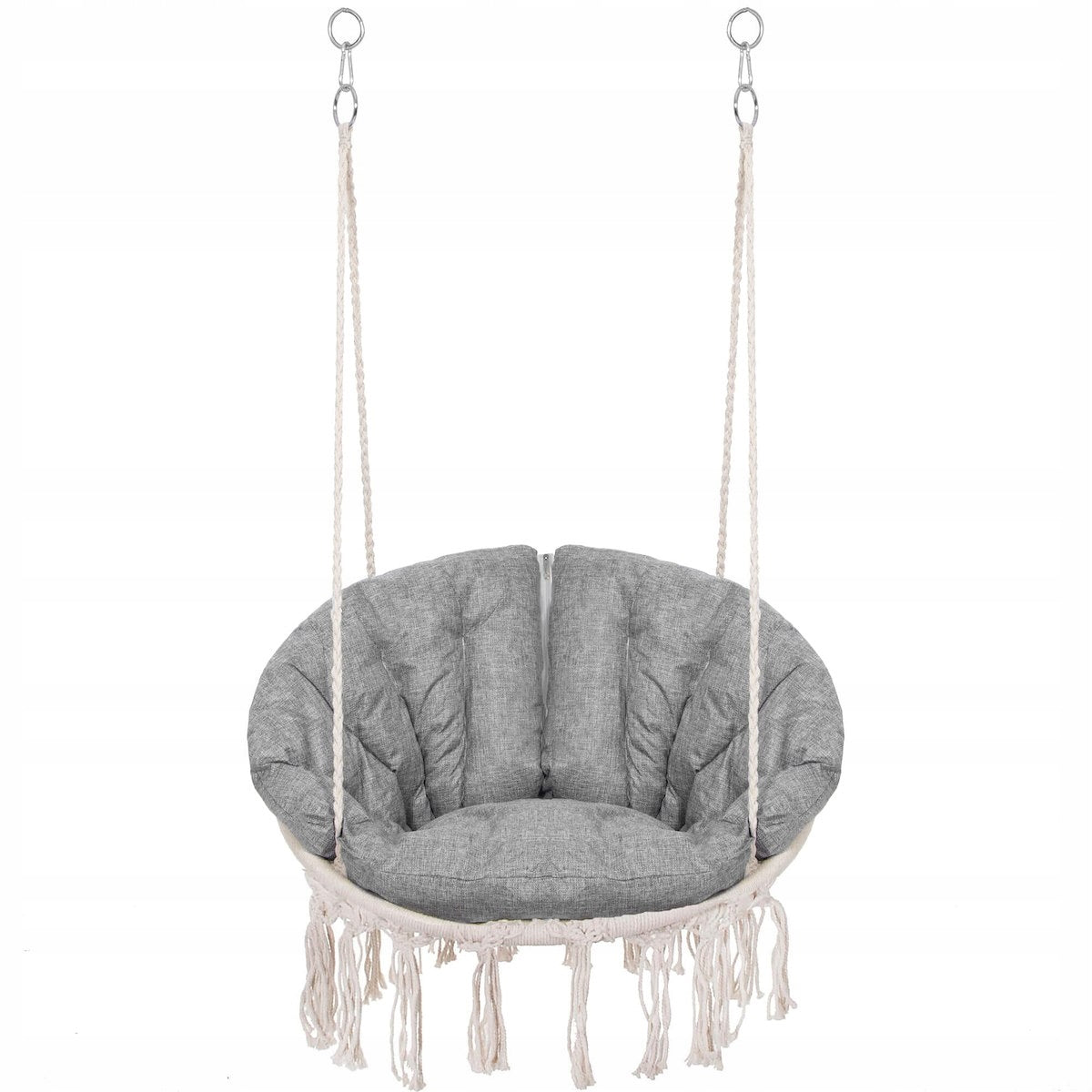 Scaun rotund Sersimo tip leagan suspendat cu perna Confort Plus casa sau gradina, bej