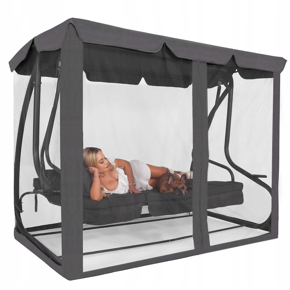 Balansoar leagan pat 3 persoane Corsica, cu plasa anti-insecte, sarcina 320kg