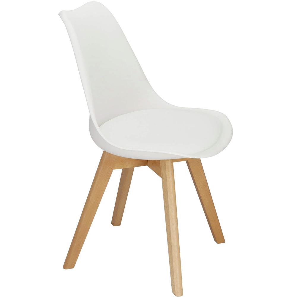 Set 4 scaune dining Verdhe pentru bucatarie cu perna tapitata cu piele ecologica, 44x82cm, alb
