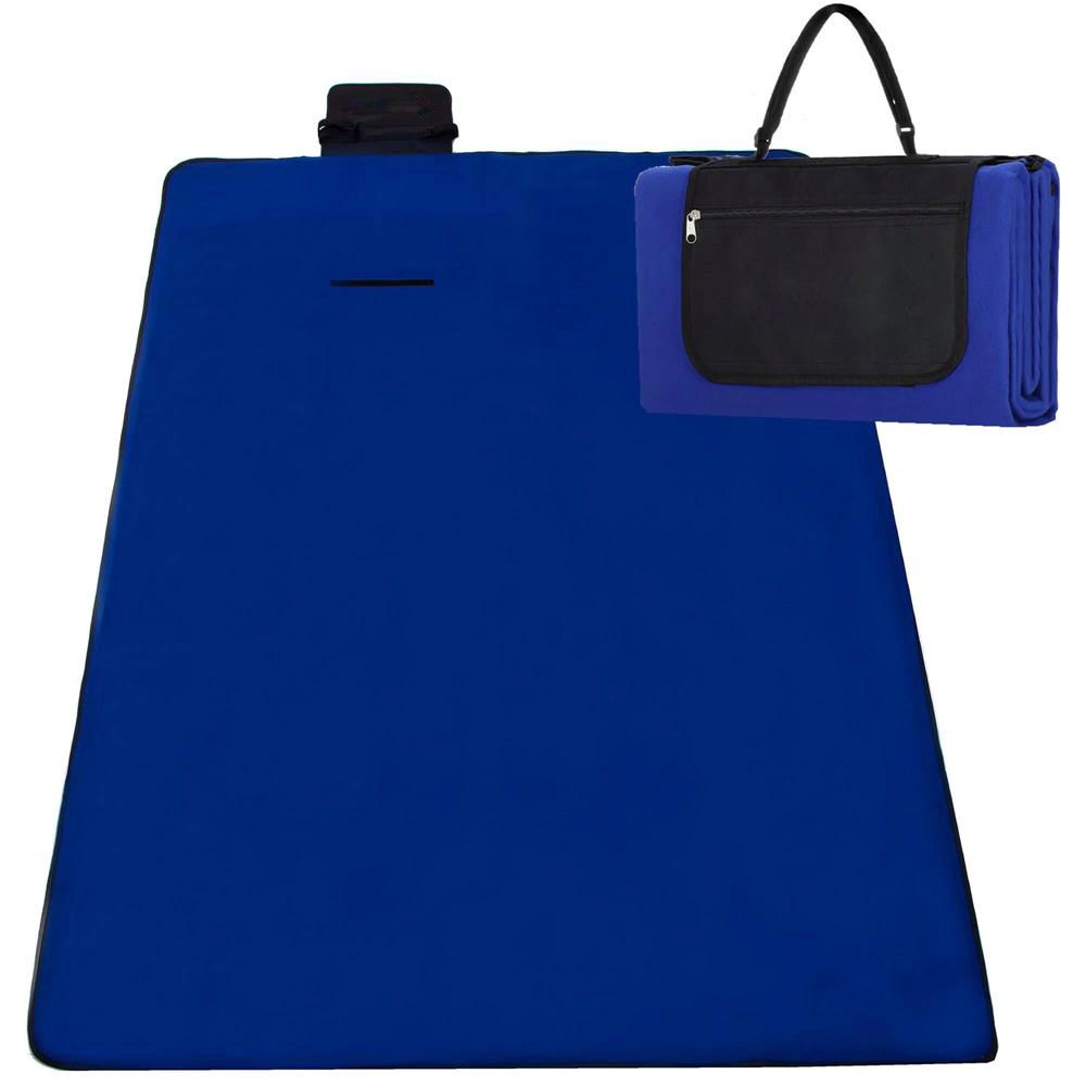 Patura pentru picnic sau plaja, cu folie izolatoare si maner, 200x200cm, albastru cobalt