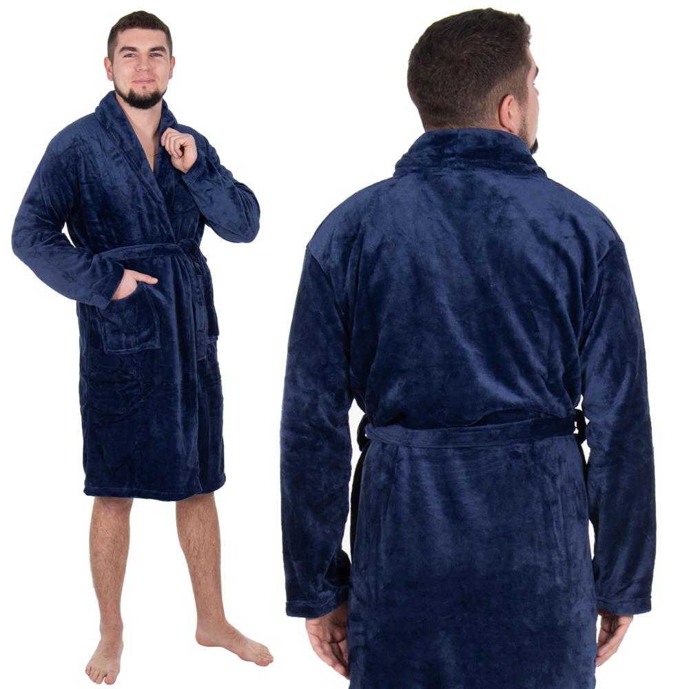 Halat de baie pentru barbati pana la genunchi, marimea L/XL, albastru marin