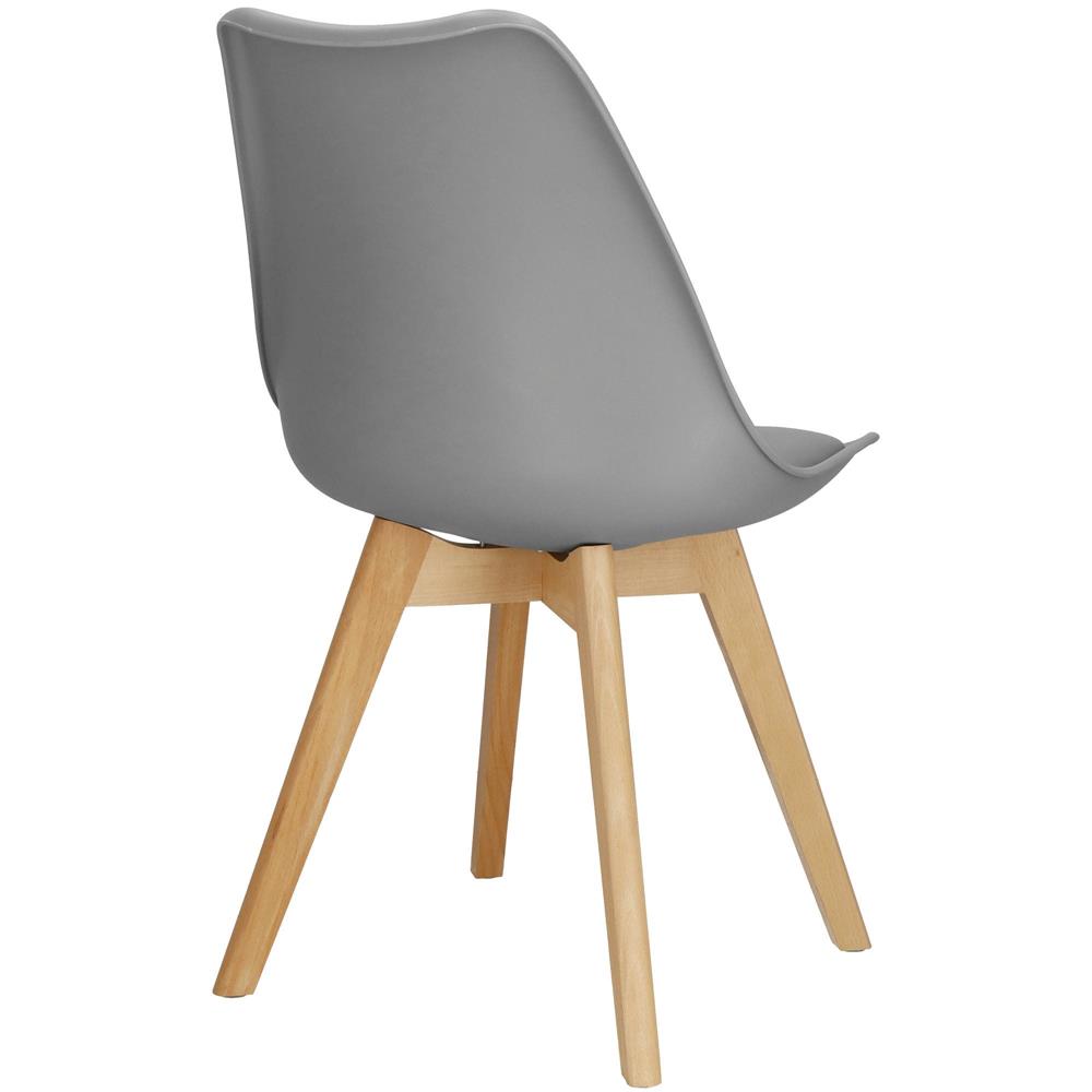 Set 4 scaune dining Verdhe pentru bucatarie cu perna tapitata cu piele ecologica, 49x82cm, gri