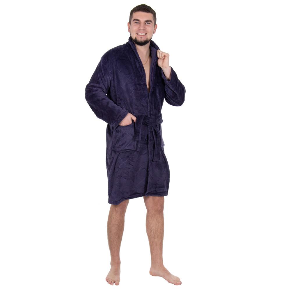Halat de baie pentru barbati pana la genunchi, marimea L/XL, mov