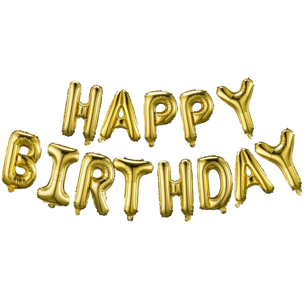 Set 53 baloane si decoratiuni, Happy Birthday, argintiu, negru, auriu