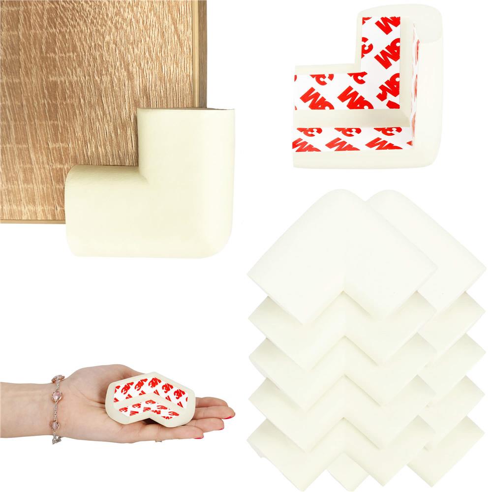 Set 10 protectii colturi pentru siguranta copii, 60x35mm, spuma EPE, crem