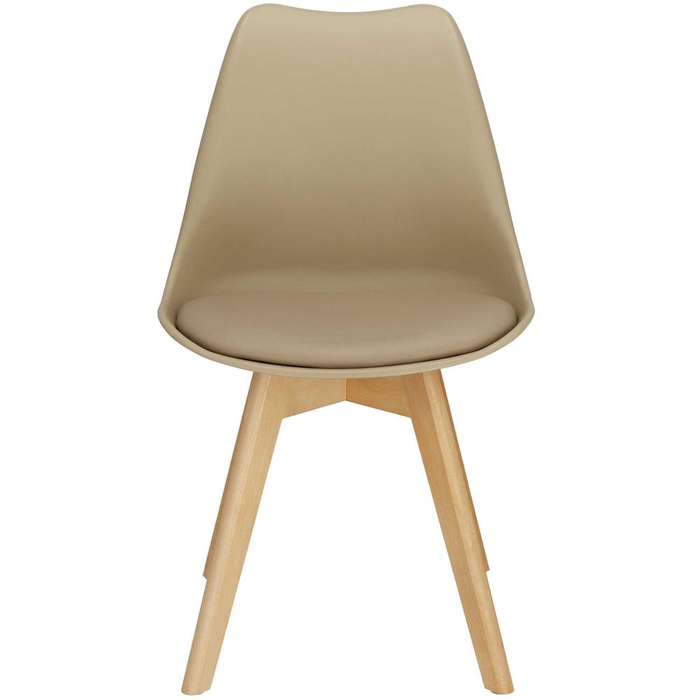 Set 4 scaune dining Verdhe pentru bucatarie cu perna tapitata cu piele ecologica, 44x82cm, maro