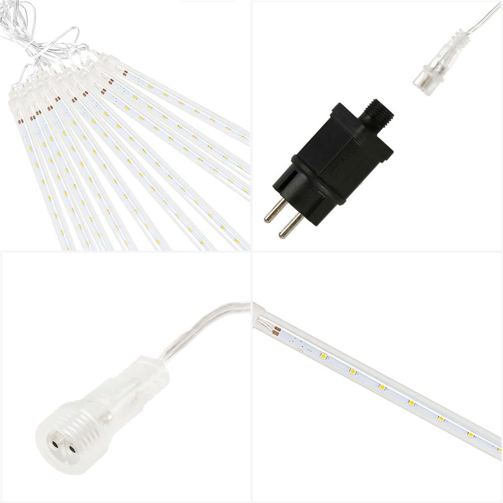 Instalatie de Craciun, 10 tuburi, 50cm, 480 LED, ploaie de meteoriti, albastru
