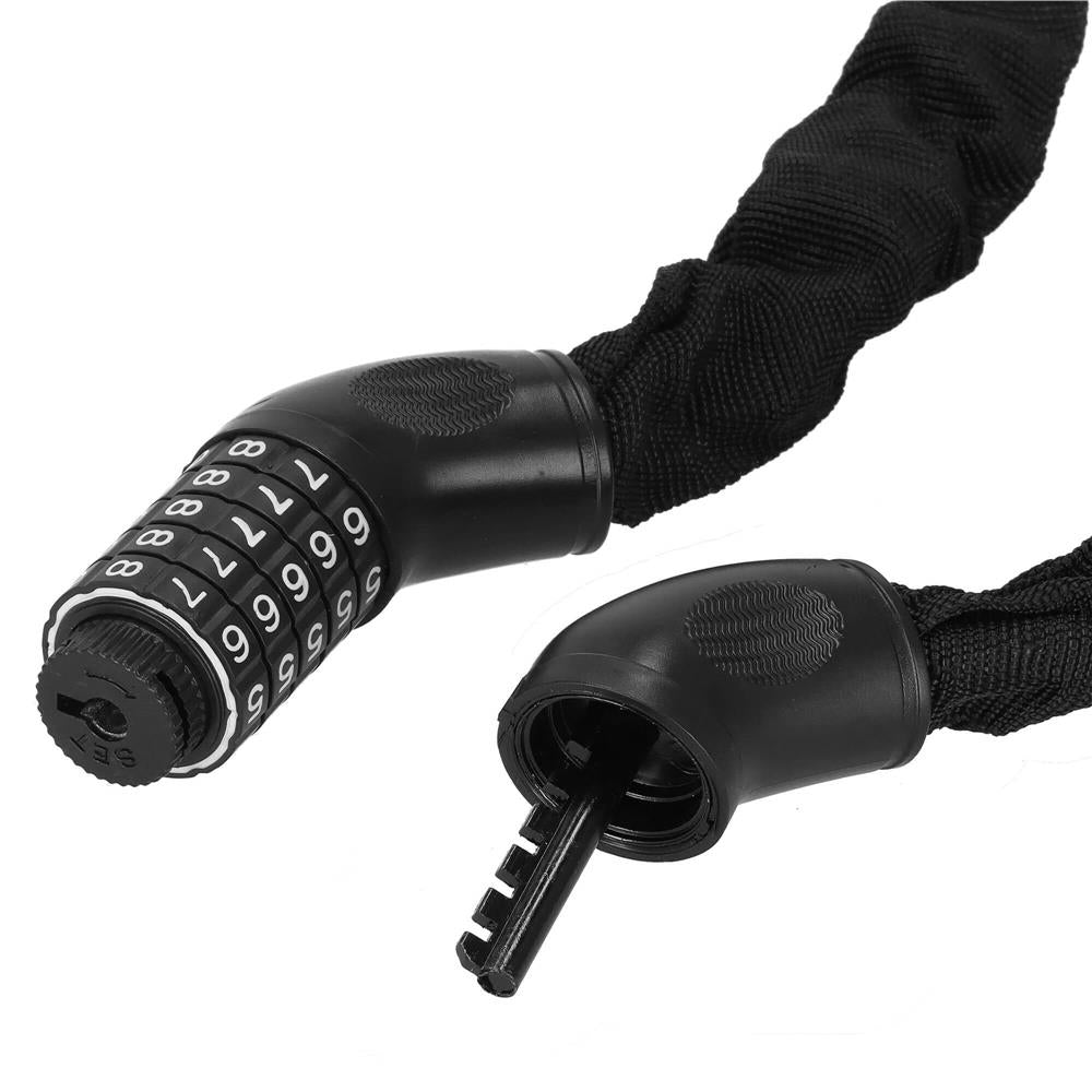 Lant antifurt bicicleta si trotineta, inchidere cifru, lungime 98 cm, Otel, Negru