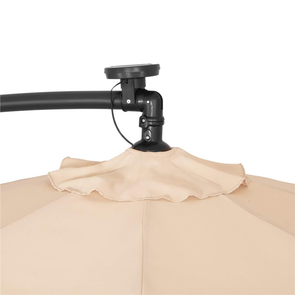 Umbrela de gradina cu brat lateral banana, iluminare LED, cu husa, 300cm, crem