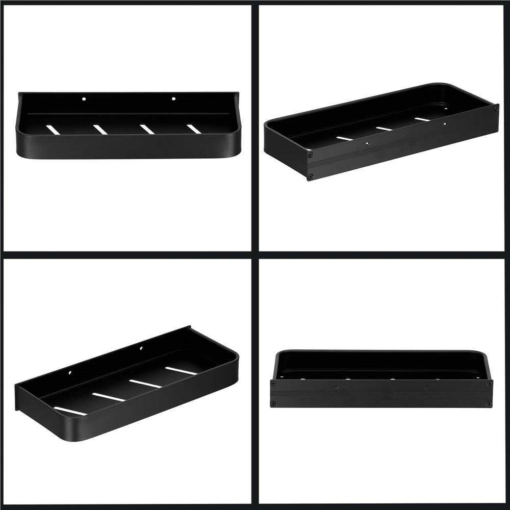 Raft de baie cu 2 sisteme instalare pe perete, aluminiu, 30x12x4cm, negru