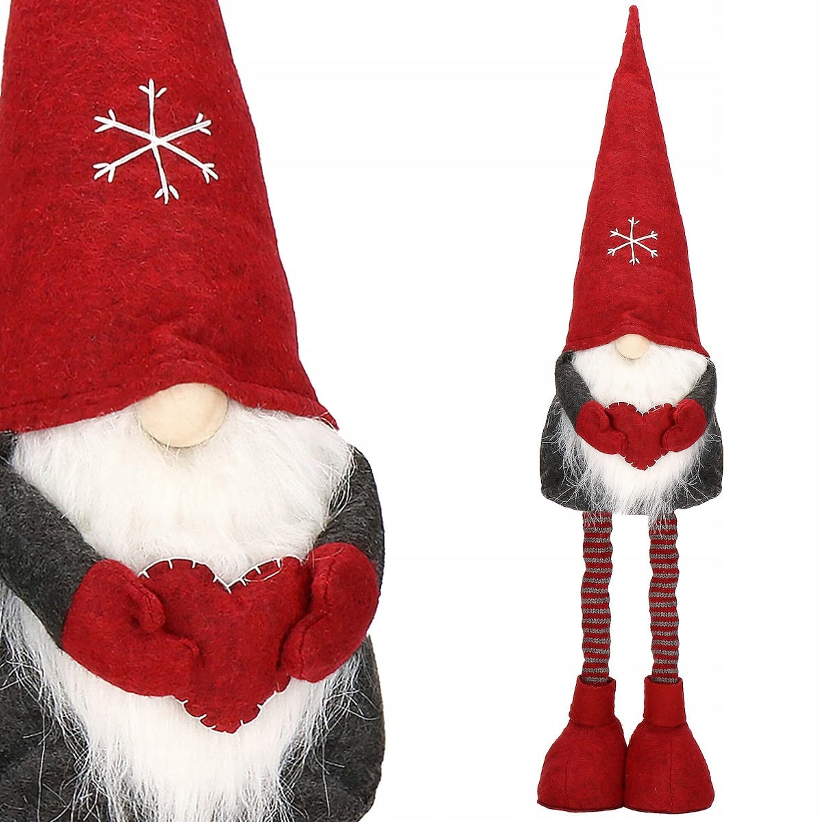 Figurina Craciun, Gnom, picioare telescopice, inaltime extensibila 50-70cm