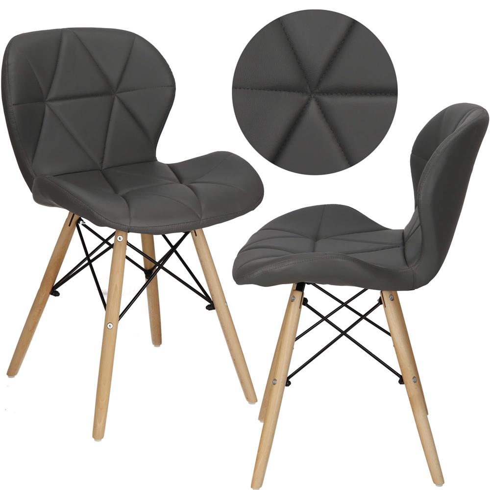 Set 4 scaune dining Torino pentru bucatarie tapitat cu piele ecologica, 40x72cm, gri