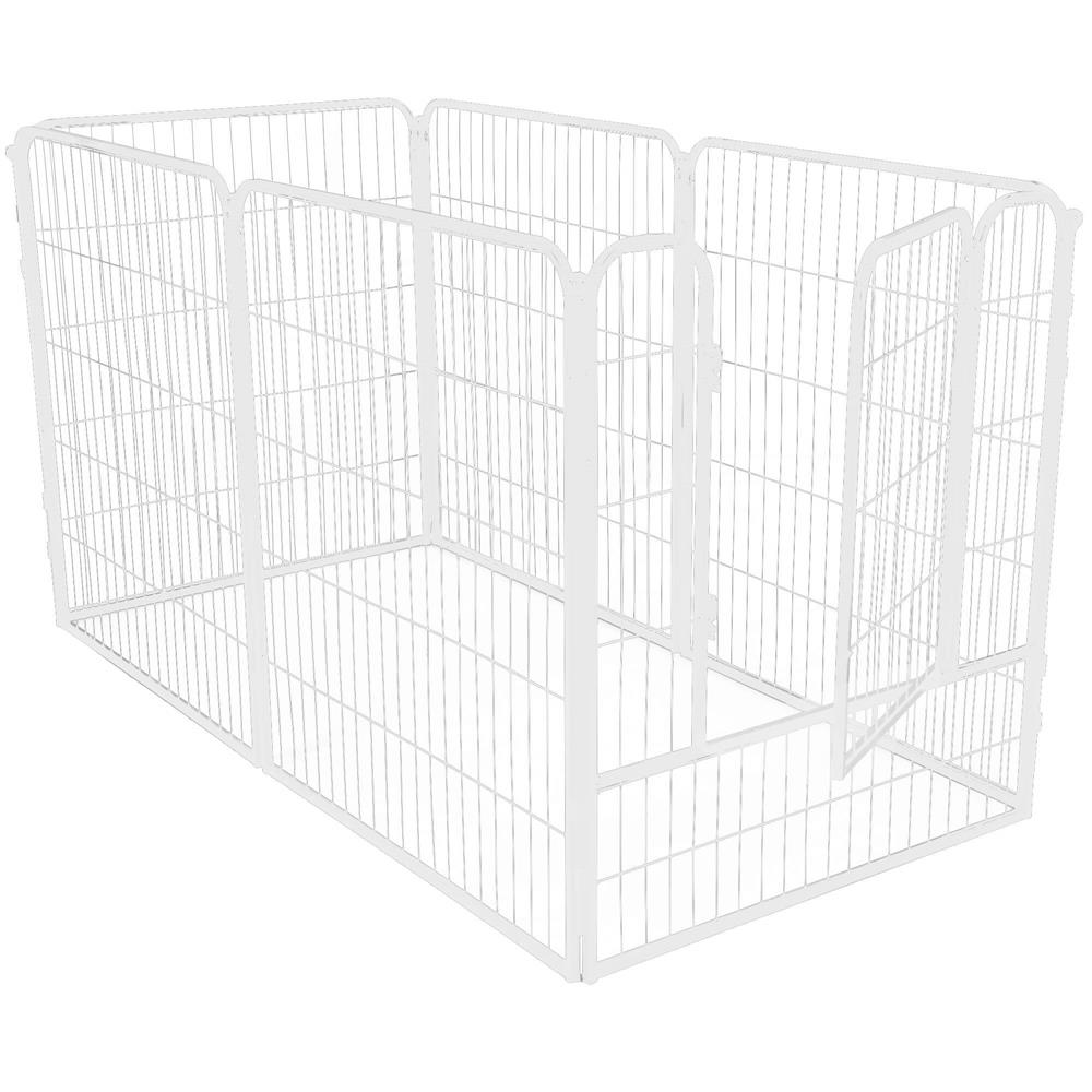 Tarc pentru animale de companie, din fier, forma configurabila, cu usa de acces, 4XL, 184x100x93cm, alb