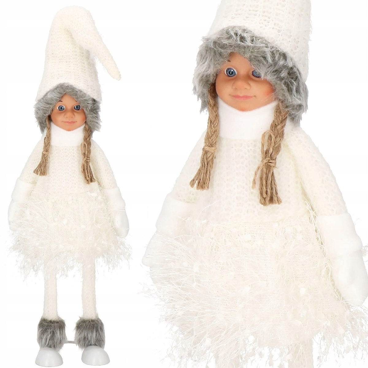 Figurina Craciun, Papusa cu impletituri, inaltime 56cm