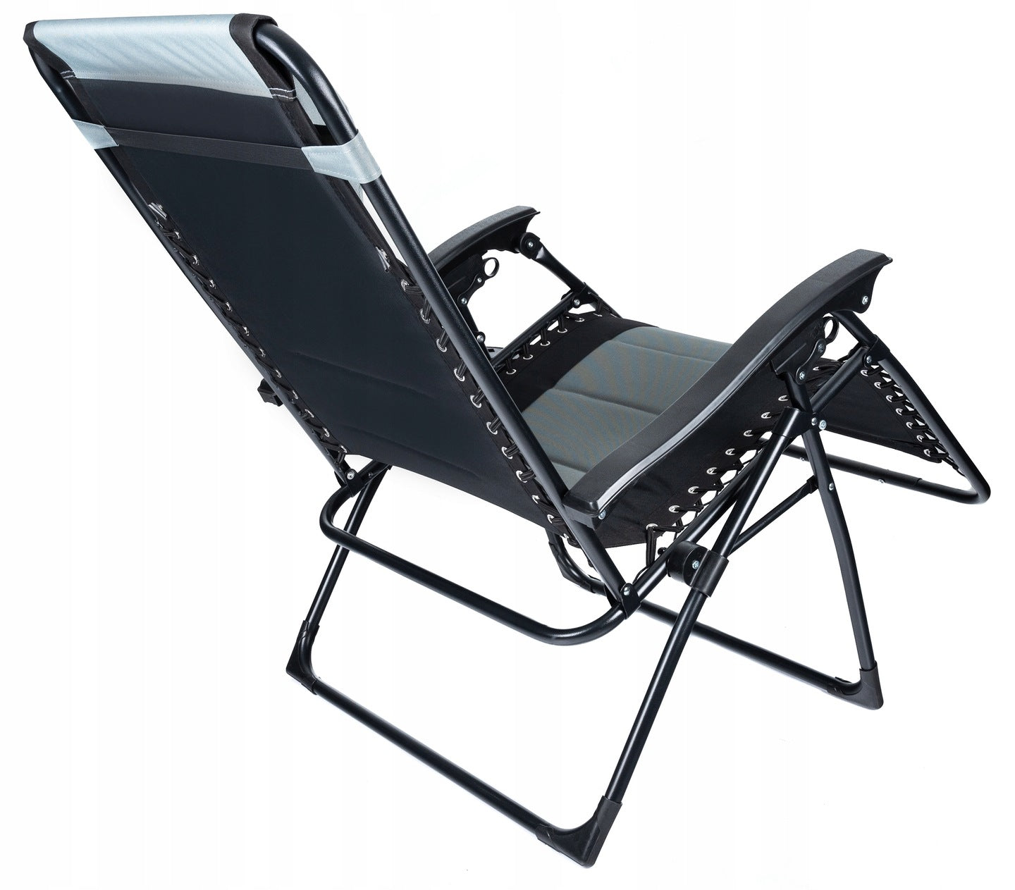 Sezlong scaun pliant plaja sau gradina, Siesta, gravitatie zero, cu tetiera, 175x75x110 cm, negri gri