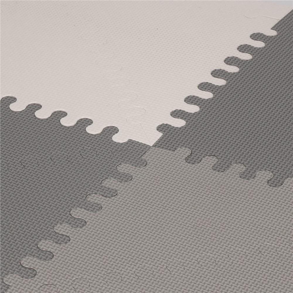 Covor din spuma pentru copii, tip puzzle triunghiuri, 96 piese,186×186 cm, alb gri
