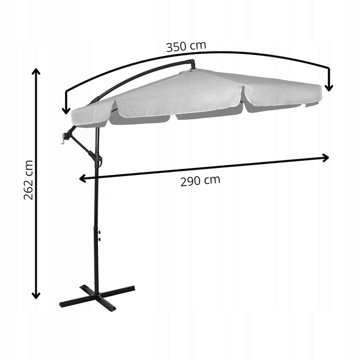 Umbrela de gradina cu brat lateral banana, cu husa, 300cm, gri deschis - 13