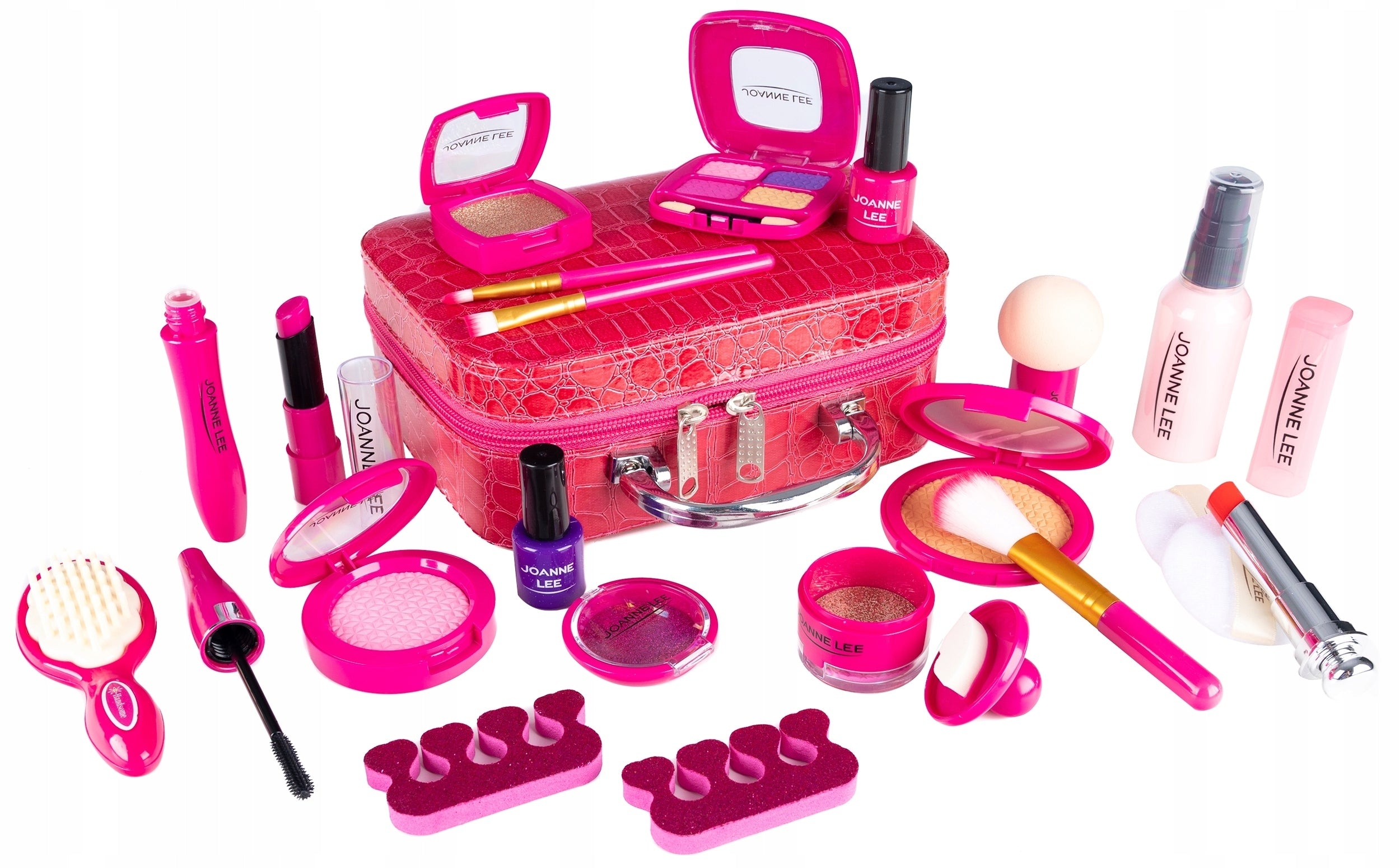 Trusa de machiaj pentru fetite, geanta cu 22 de accesorii cosmetice, fara lichide sau substante chimice, roz